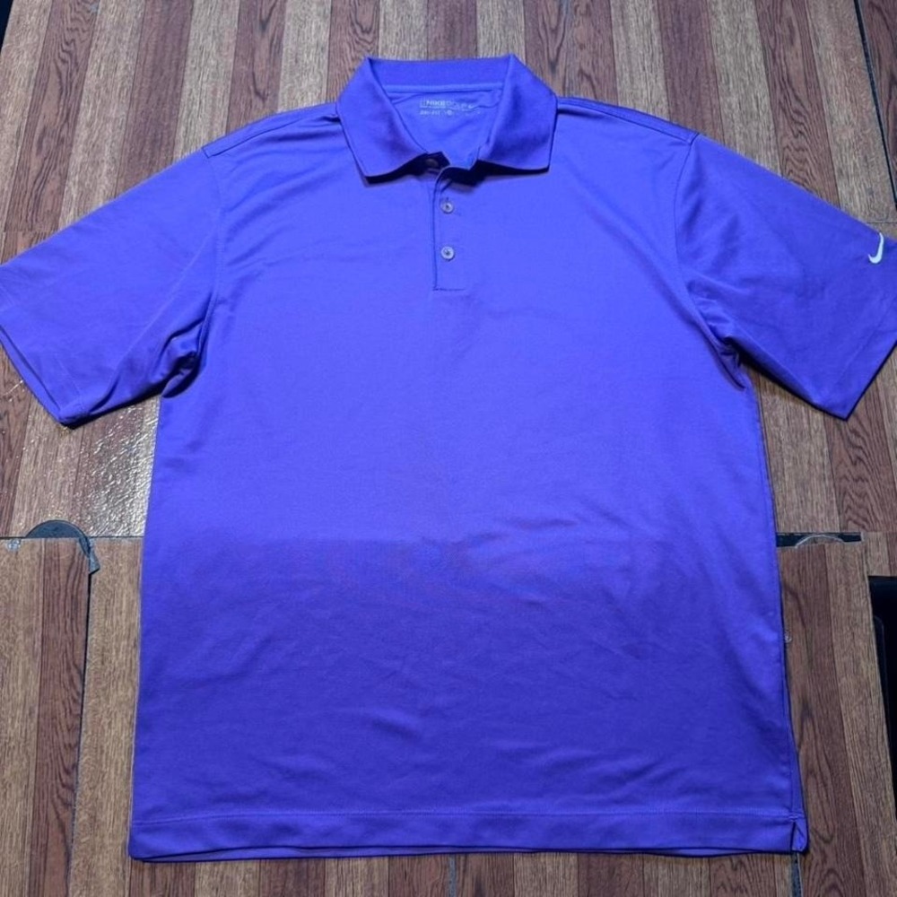 Nike Golf Purple Dri-Fit Retro Tech Sportswear Polo Button Shirt Medium
